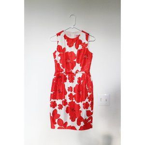 Eliza J New York Orange Red Floral Satin Dress Size 2P